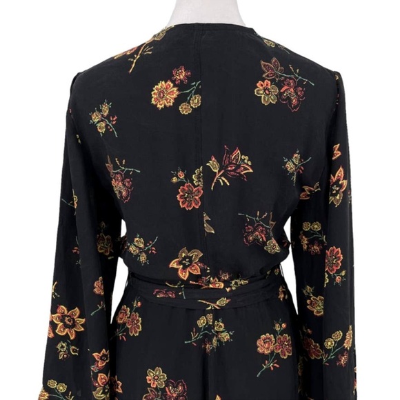 A.L.C. Wilma Wrap Short Dress in Black Floral - Picture 5 of 8